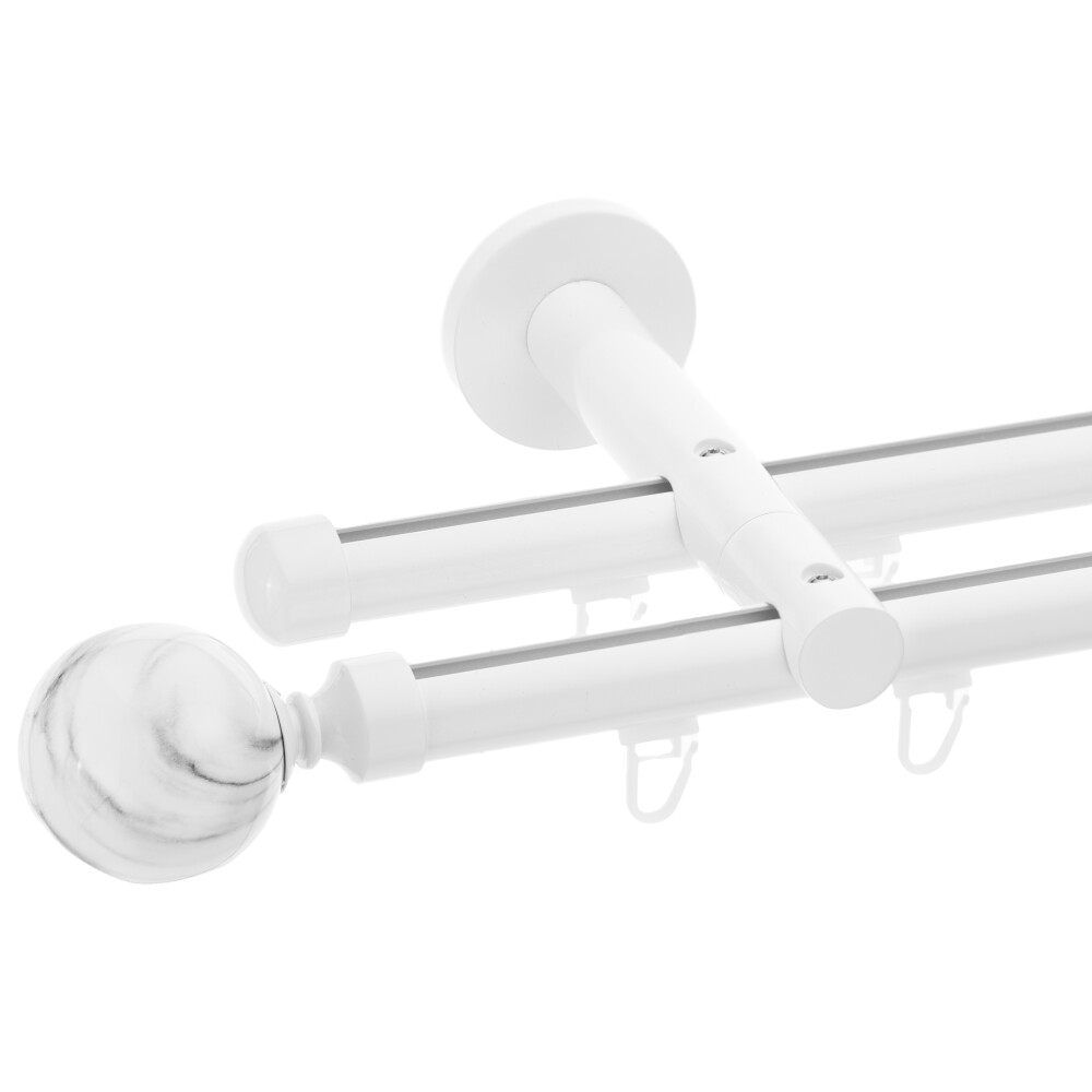 Galerie dubla Ball profil alb lucios 19mm