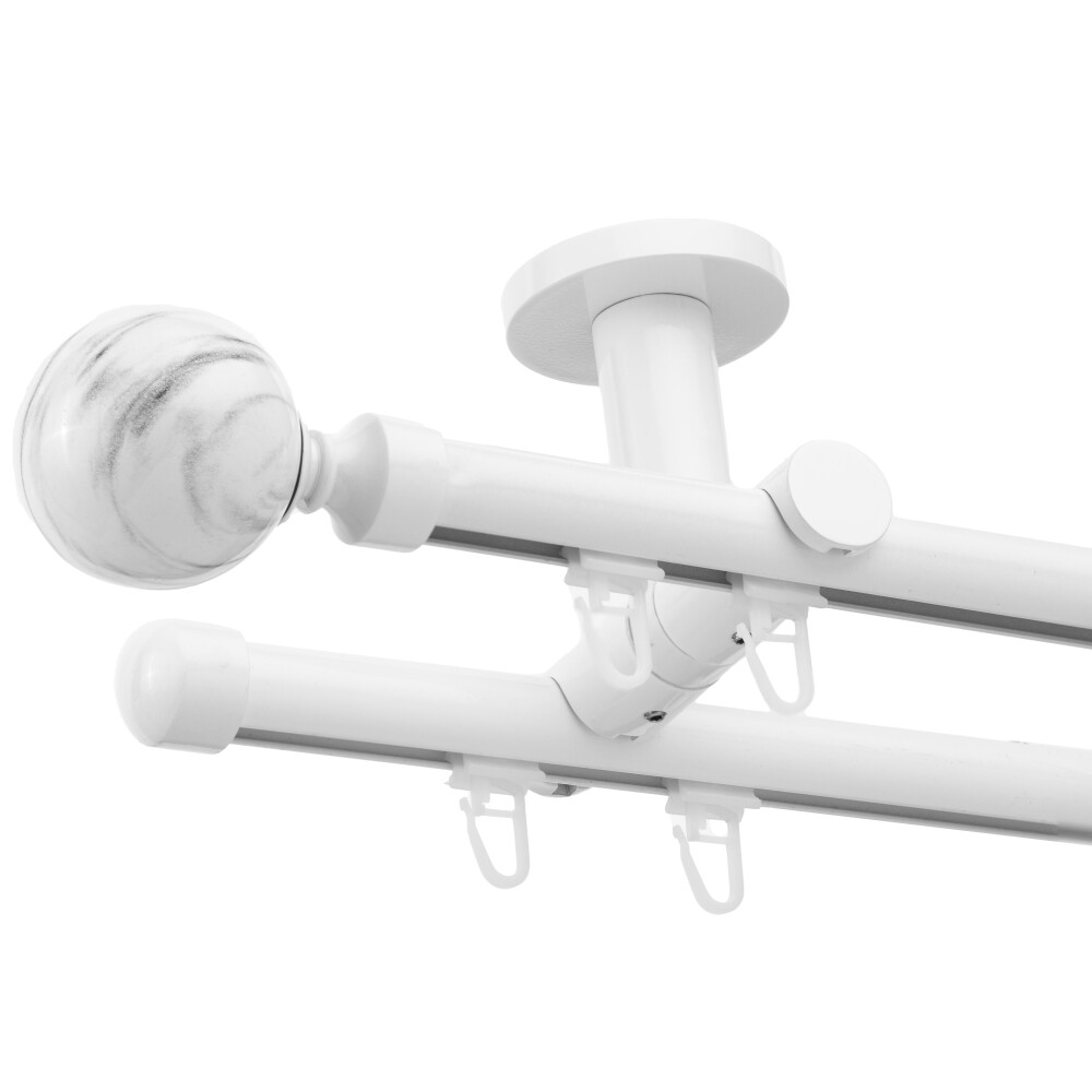 Galerie dubla tavan Ball profil alb lucios 19mm