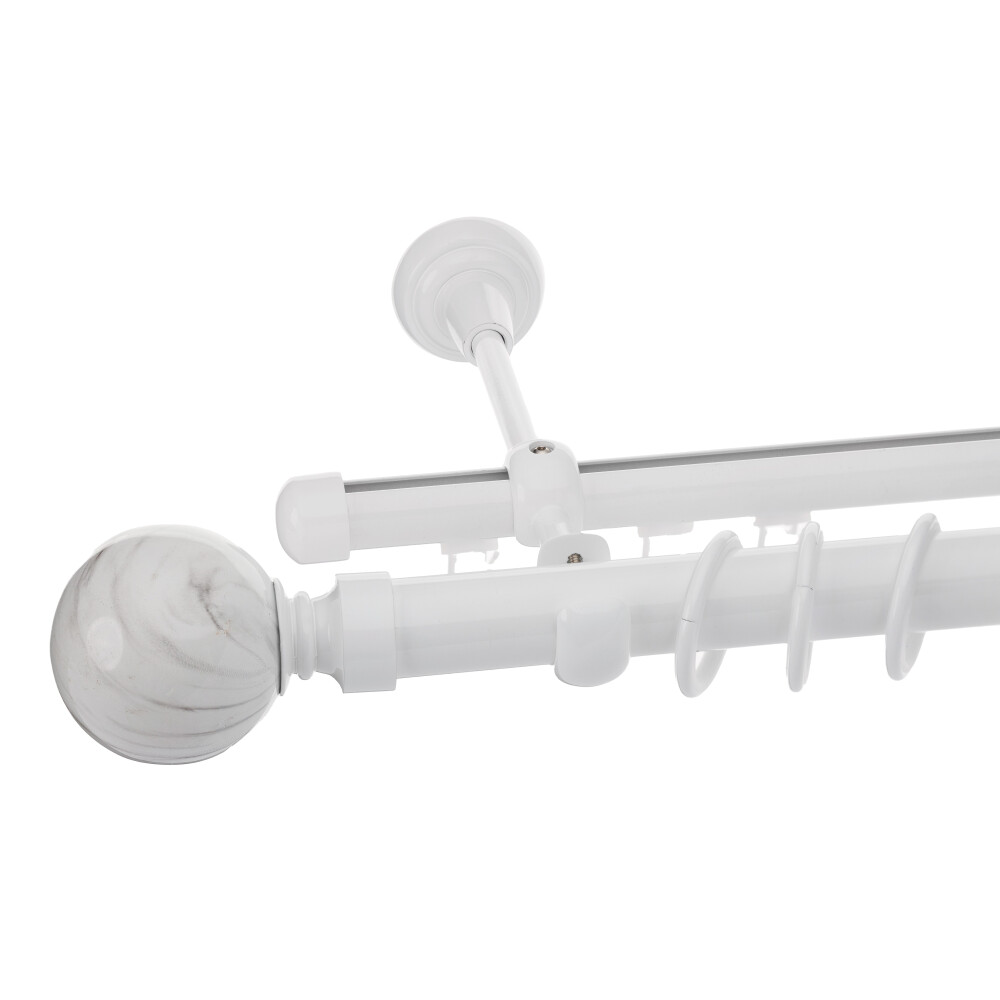 Galerie dubla Ball teava si profil alb lucios 25mm