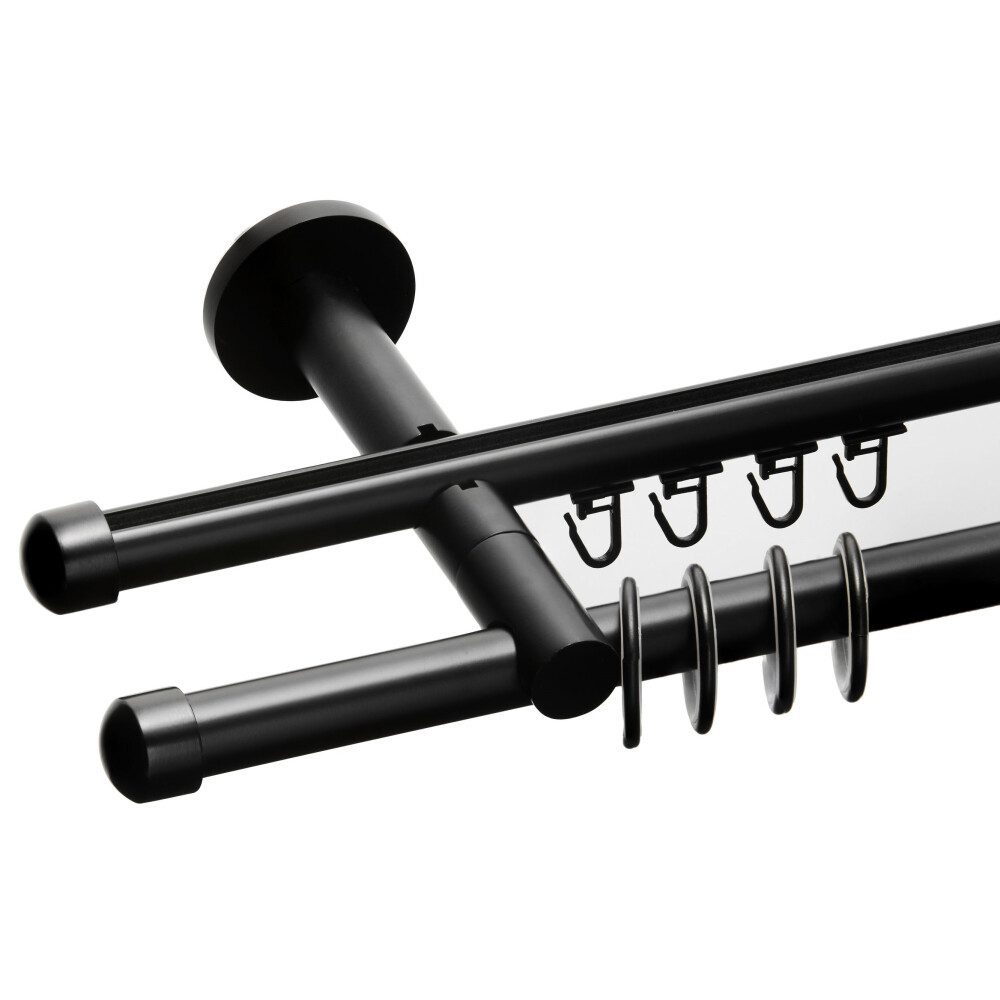 Galerie dubla Capacel teava si profil negru 19mm