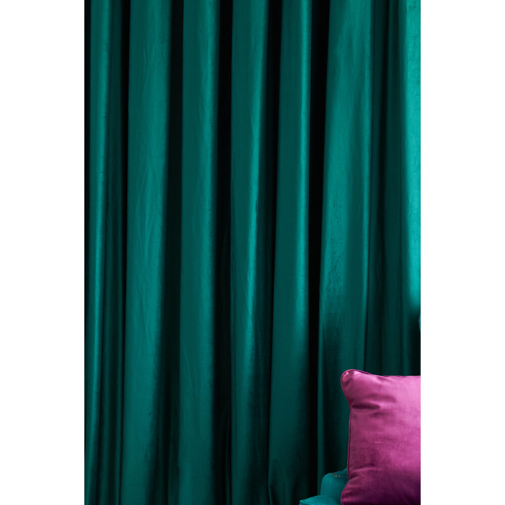 Draperie catifea Cara verde smarald cu rejansa Wave