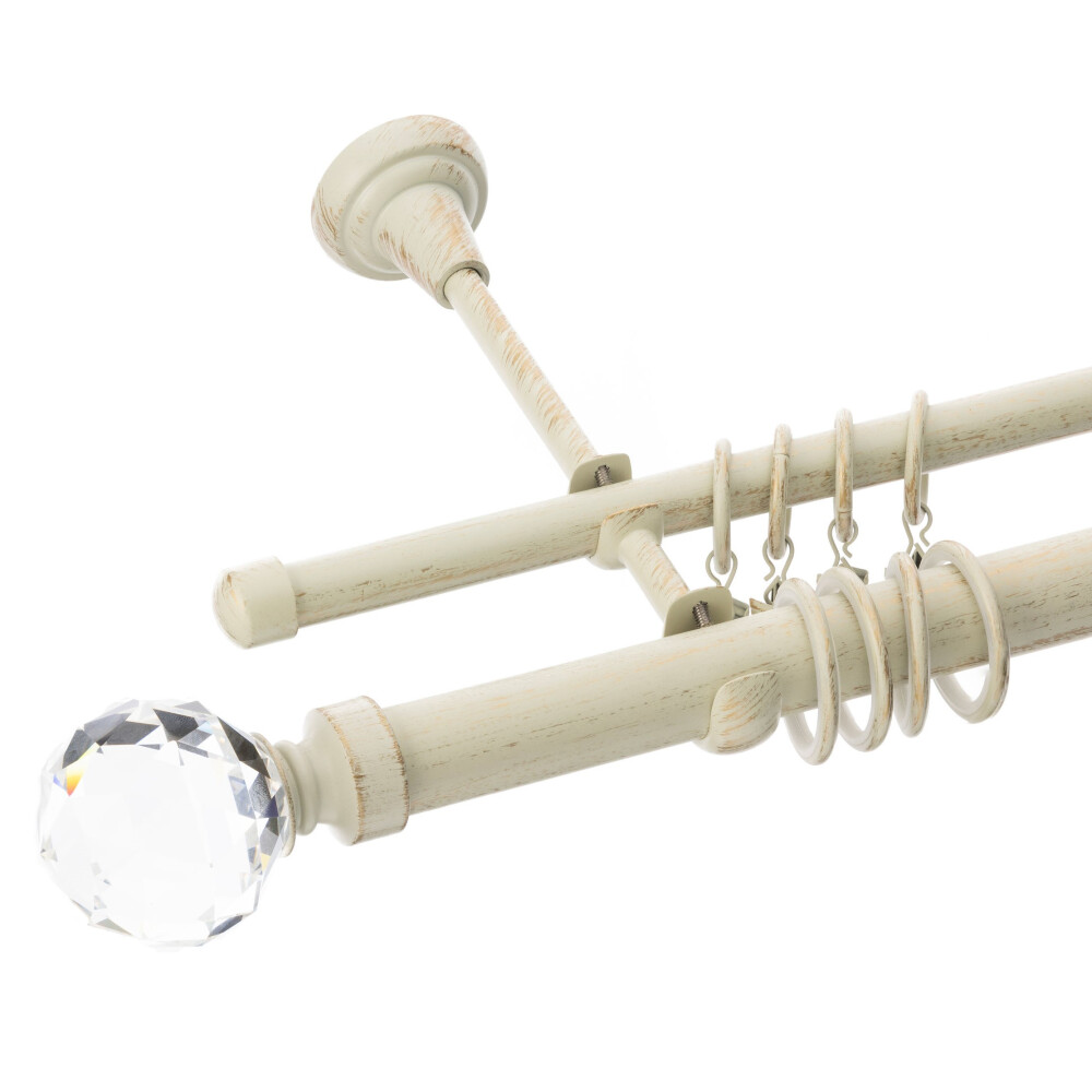 Galerie dubla Kula Crystal alb antichizat 25mm