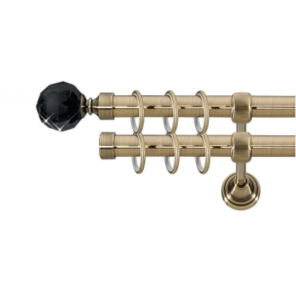 Galerie dubla Kula Crystal negru si aur antic 19mm