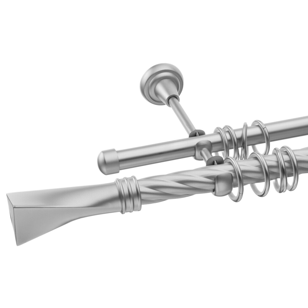 Galerie dubla Swing teava striata crom mat 25mm