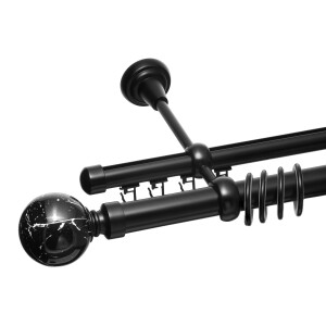 Galerie dubla Ball teava si profil negru 25mm