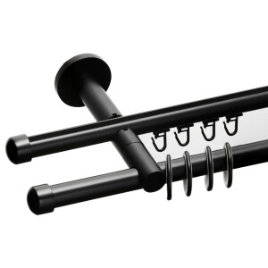 Galerie dubla Capacel teava si profil negru 19mm