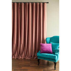 Draperie catifea Cara roz cu rejansa Wave