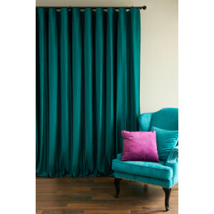 Draperie catifea Cara verde smarald cu rejansa Wave