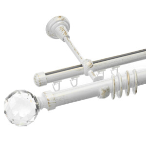 Galerie dubla Kula Crystal teava si profil alb lucios antichizat 25mm