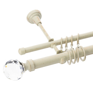Galerie dubla Kula Crystal alb antichizat 25mm