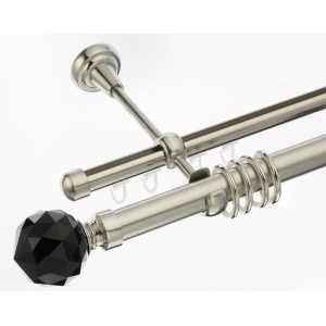 Galerie dubla Kula Crystal Negru teava si profil inox 25mm