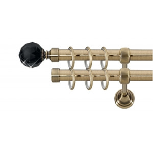 Galerie dubla Kula Crystal negru si aur antic 19mm