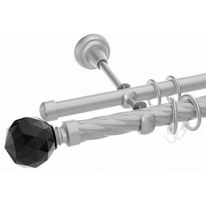 Galerie dubla Kula Crystal Negru teava twister crom mat 25mm
