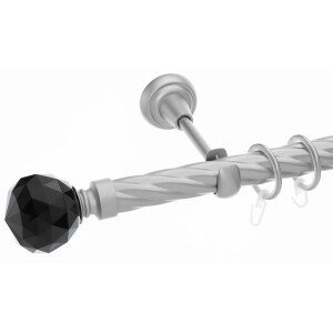 Galerie simpla Kula Crystal Negru teava twister 25mm crom mat