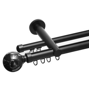 Galerie dubla profil Ball negru 25mm