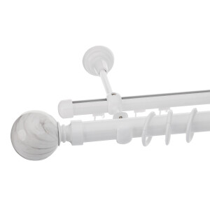 Galerie dubla Ball teava si profil alb lucios 25mm