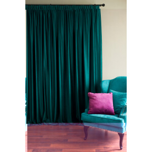 Draperie catifea Cara verde smarald cu rejansa creion