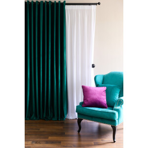 Draperie catifea Cara verde smarald cu inele capse
