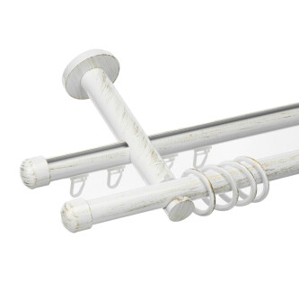 Galerie dubla Capacel teava si profil alb lucios antichizat 19mm