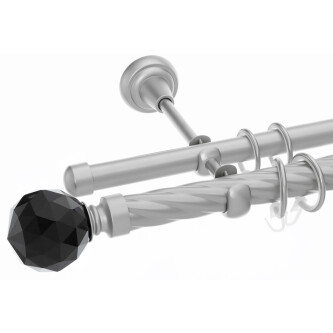 Galerie dubla Kula Crystal Negru teava twister crom mat 25mm